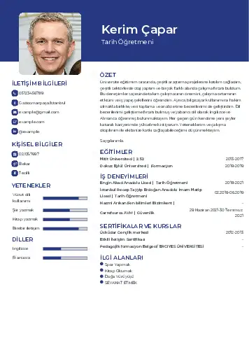 Tarih Öğretmeni Cv Örnekleri cv indir